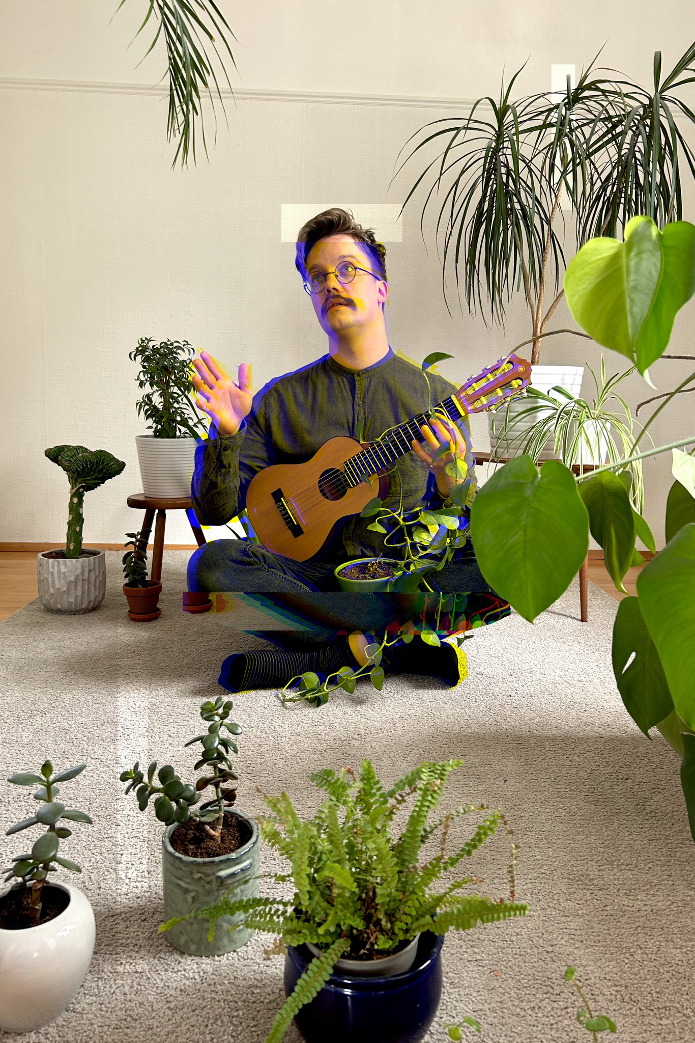 Gosi waters his plants